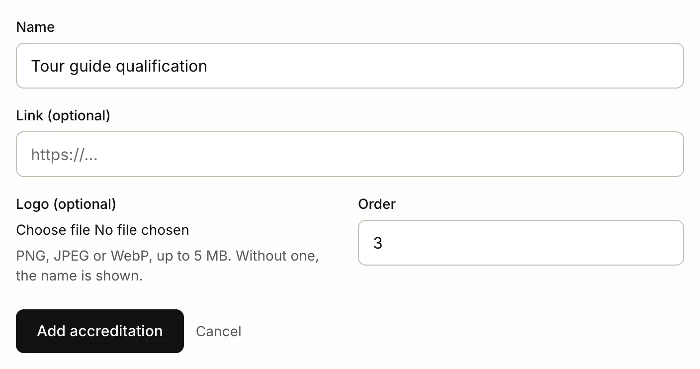 Adding an accreditation