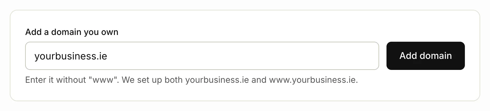 Adding a domain on the Domains page